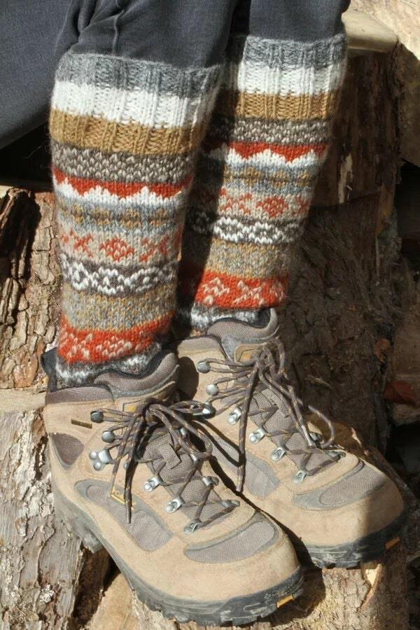 Classic Fairisle Long Socks In Grey