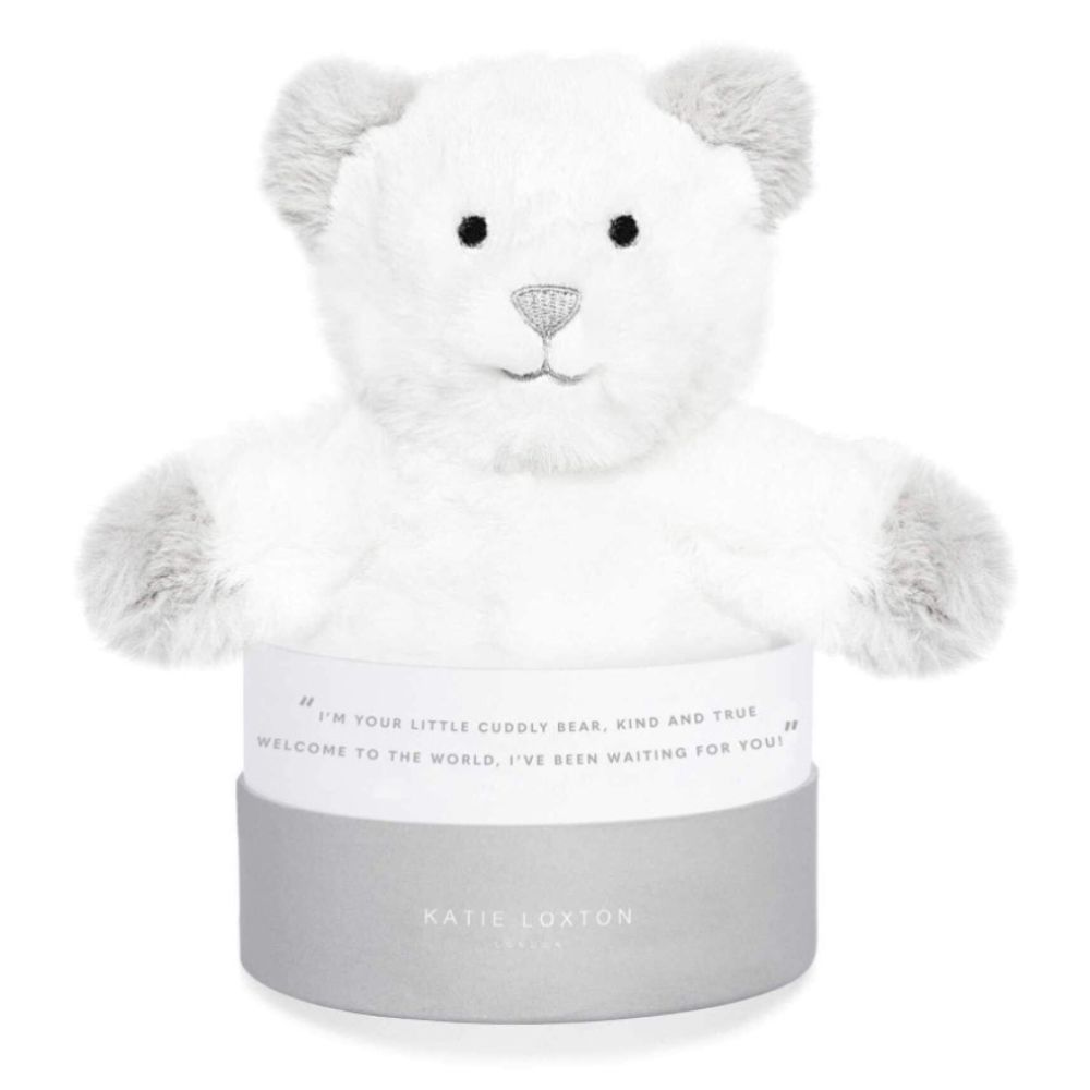 Baby Toy - Bear - White And Grey - 16x14x12cm