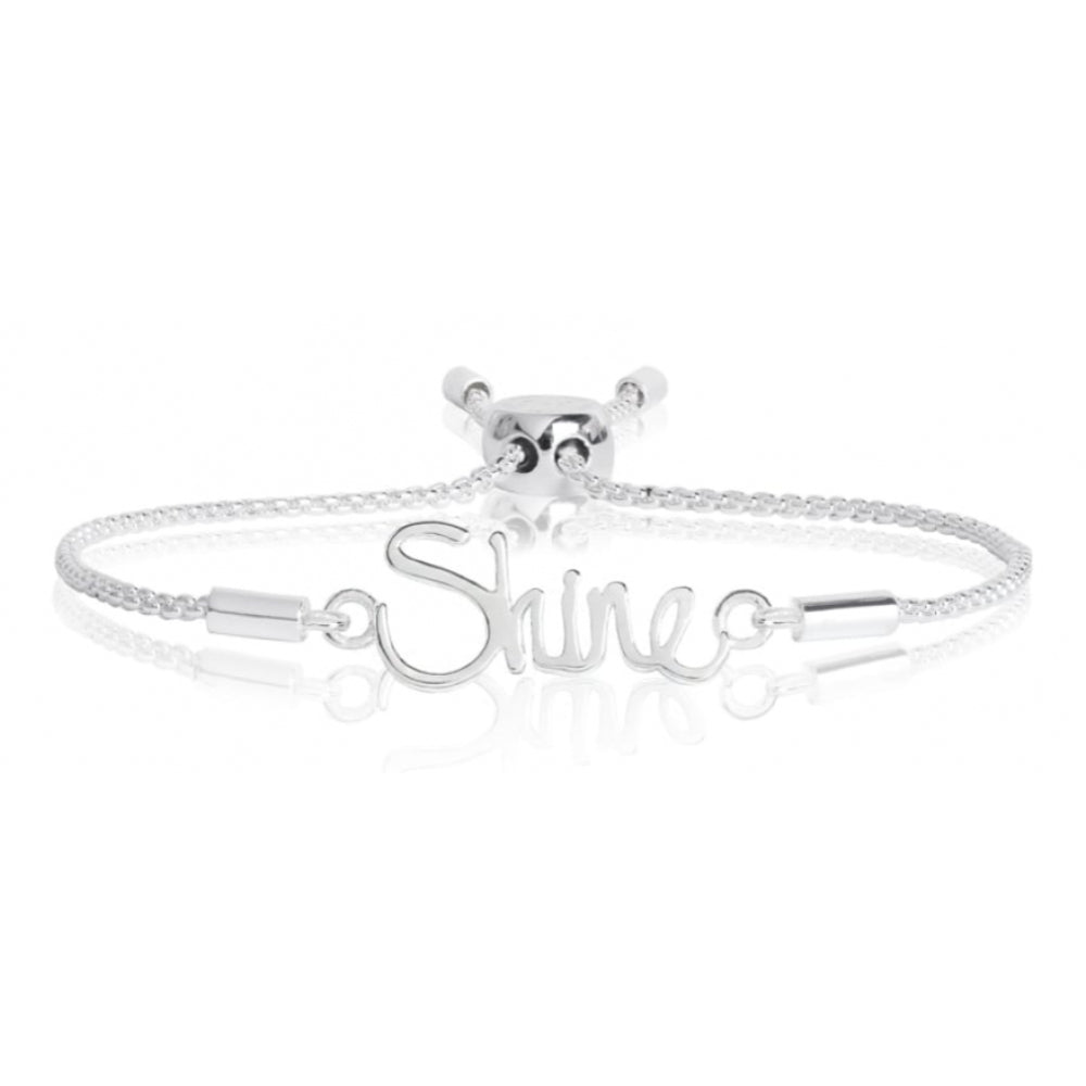 SENTIMENT MESSAGE - SHINE - Silver Chain With "Shine" Word & Adjusting Slider - Bracelet