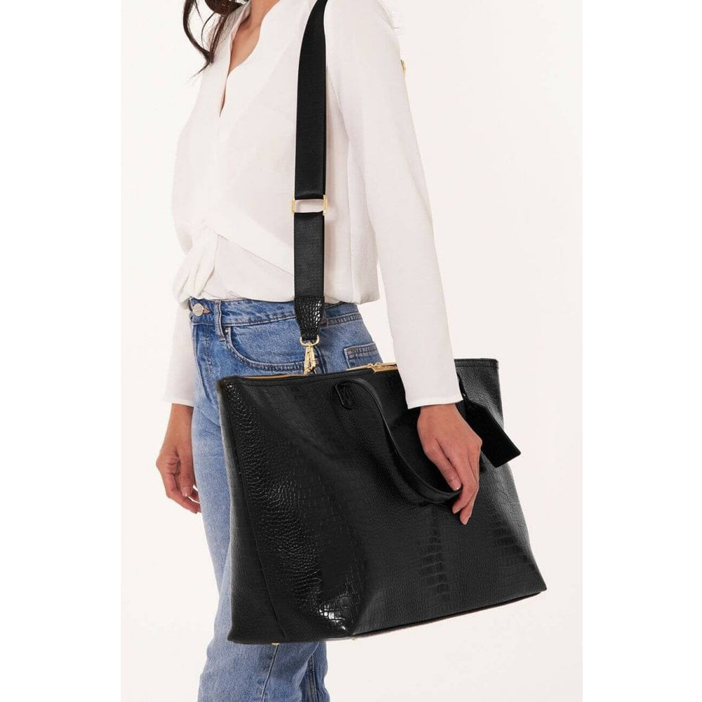 Celine Faux Croc Travel Bag | Black | 45 X 60 X 19cm