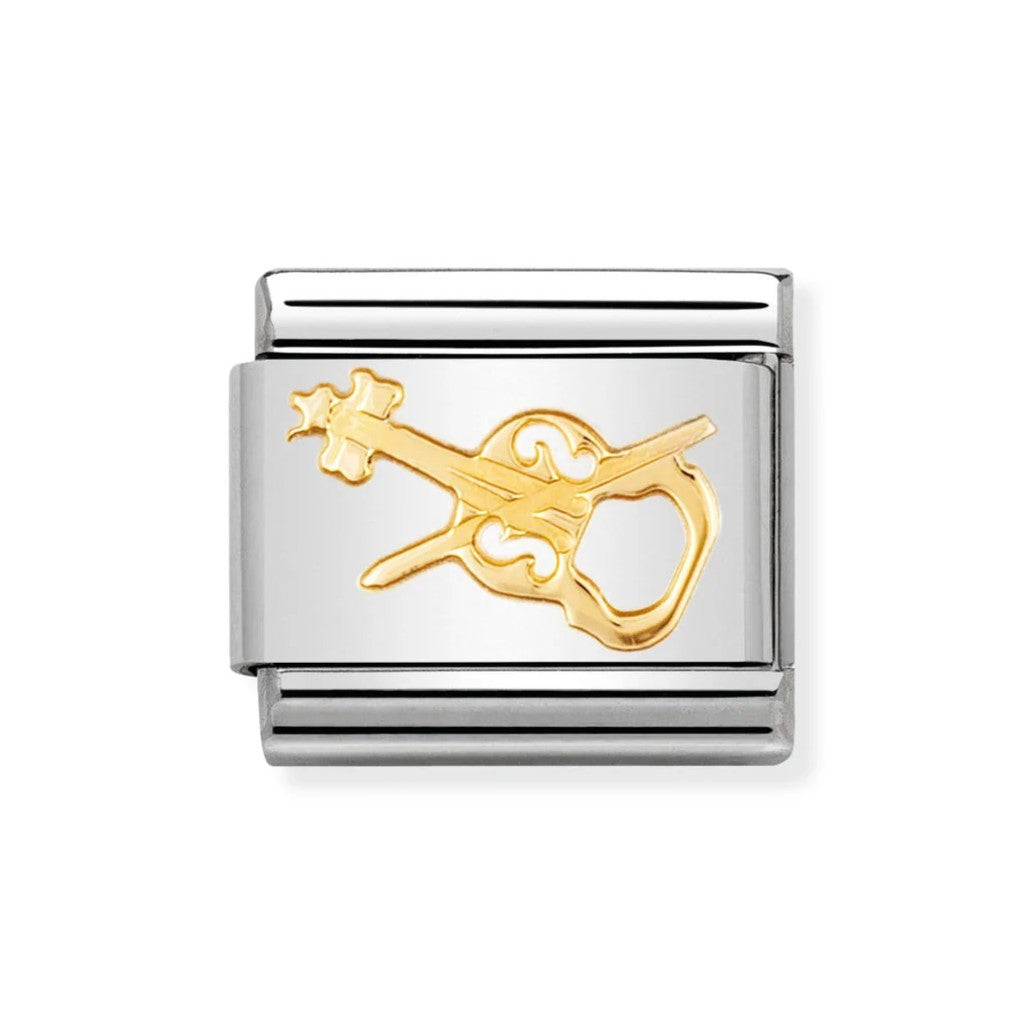 Classic Violin In Stainless Steel With 18k Gold Charm