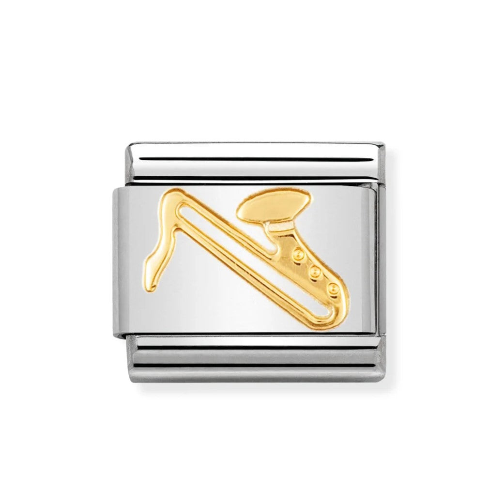 Classic Sax In Stainless Steel With 18k Gold Charm