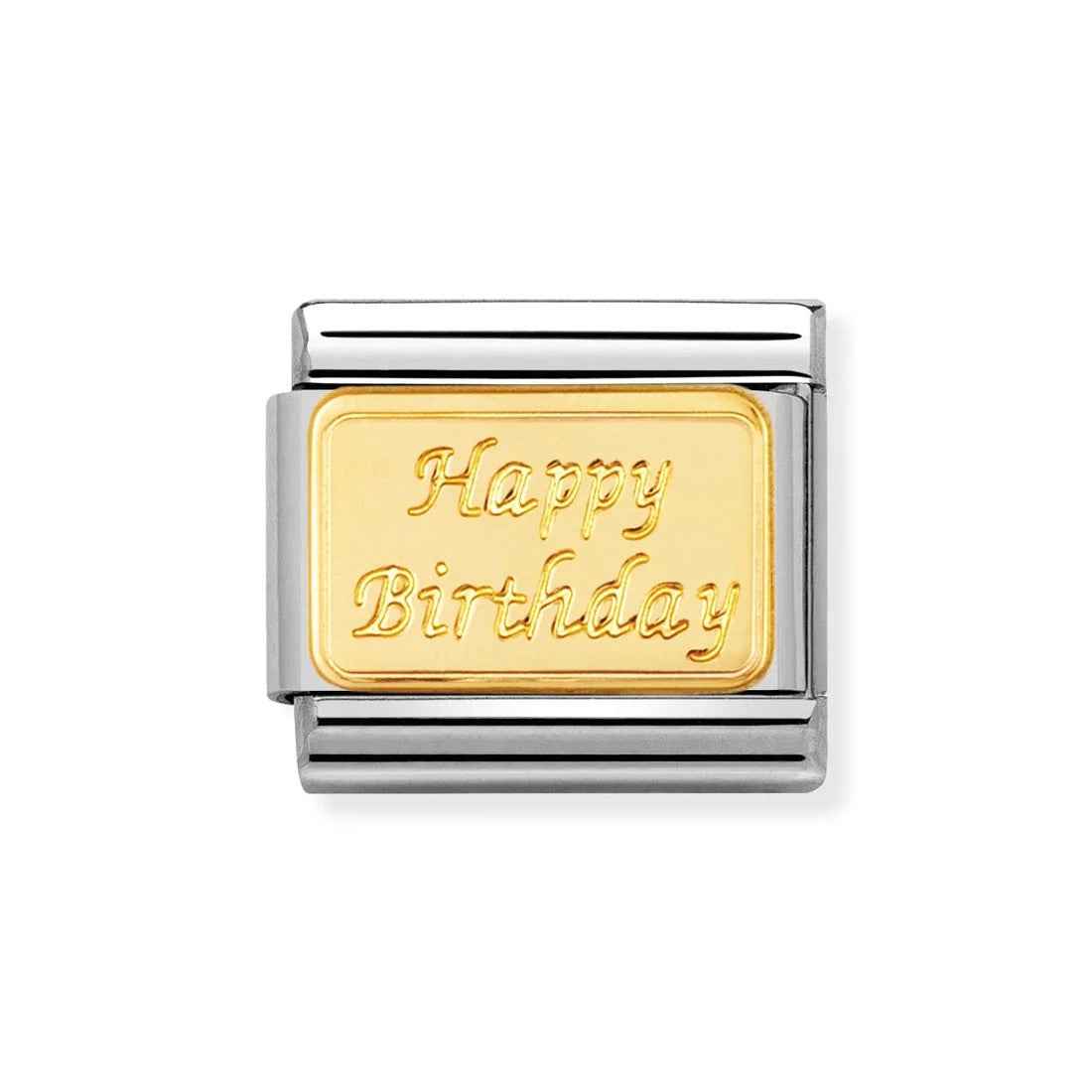 Classic 18ct Gold Engraved 'Happy Birthday' Link
