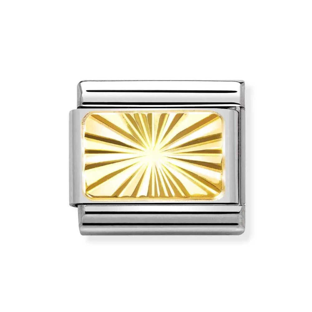 Classic Link In 18K Gold With Etched Sunray Plate