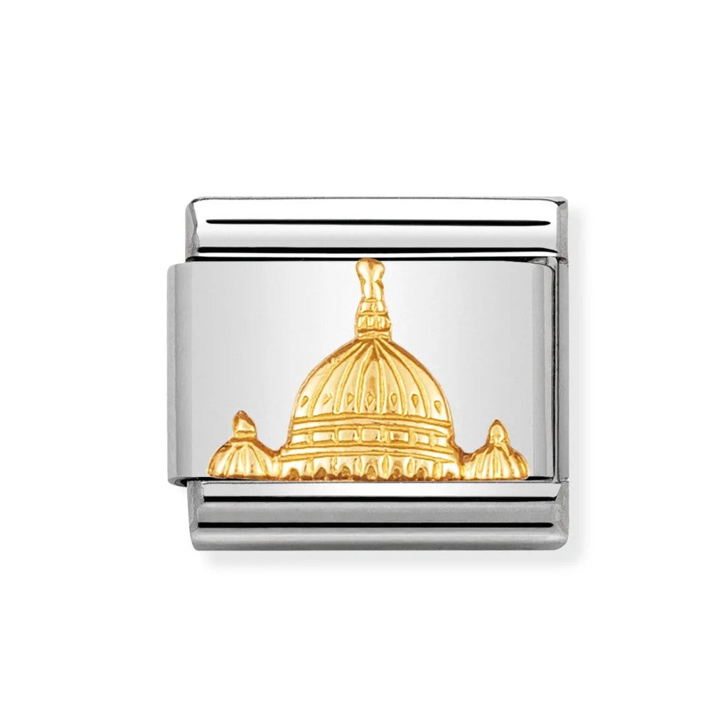 Classic St. Peter s Dome In Stainless Steel With 18k Gold Charm