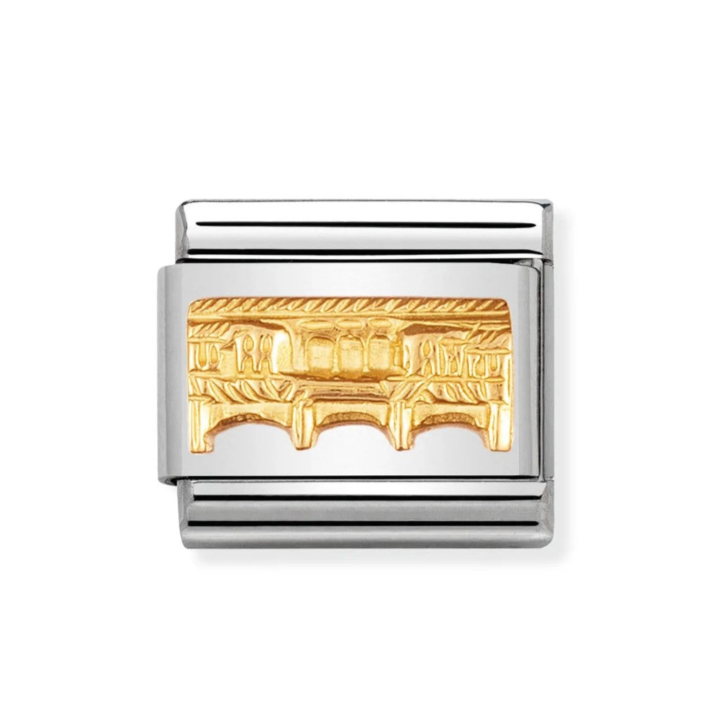 Classic Ponte Vecchio In Stainless Steel With 18k Gold Charm