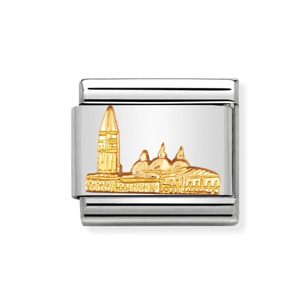 Classic St. Mark's Square In Stainless Steel With 18k Gold Charm