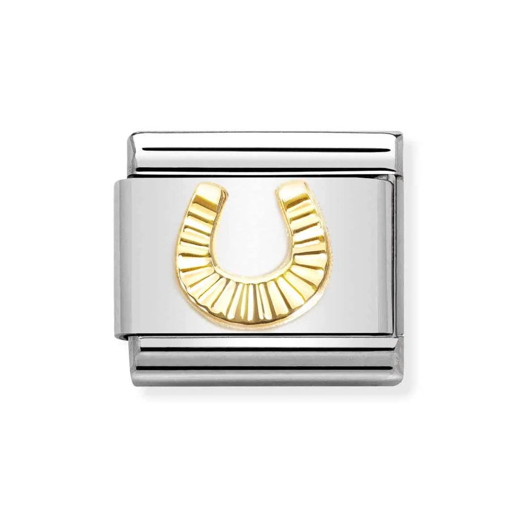 Composable Classic Link In 18K Gold With Etched Detail Horseshoe