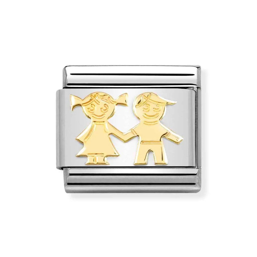 Classic Composable Link in 18K Gold With Sister & Brother Symbol