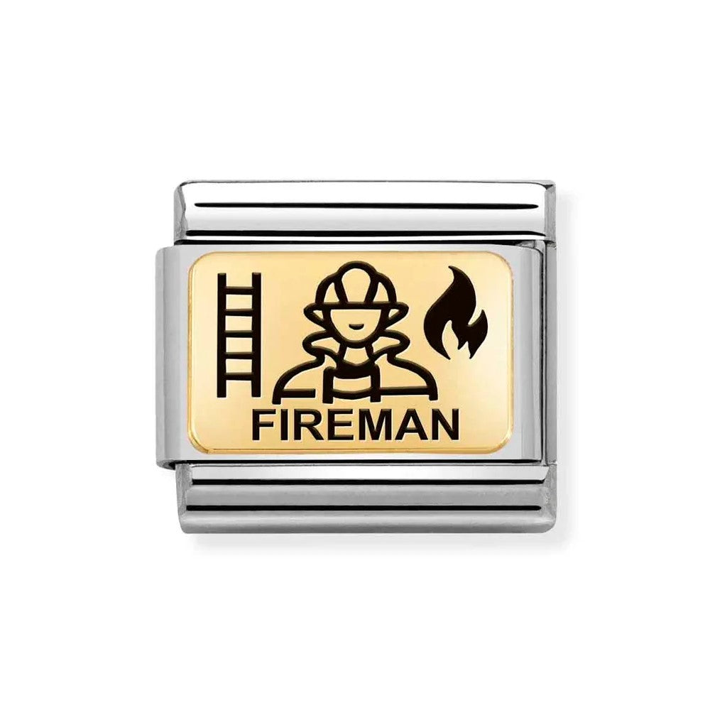 Composable Classic Stainless Steel With 18k Gold FIREMAN Symbol Link
