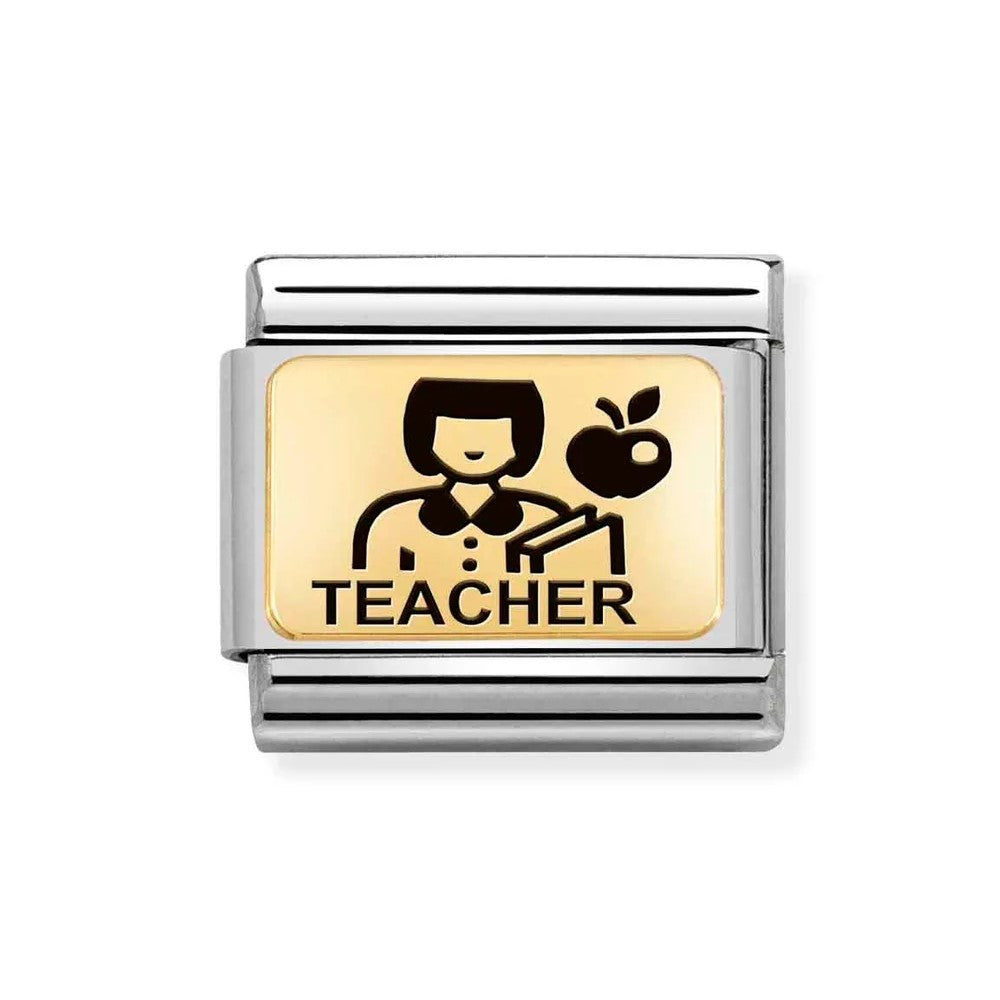 Composable Classic Stainless Steel With 18k Gold TEACHER Symbol Link