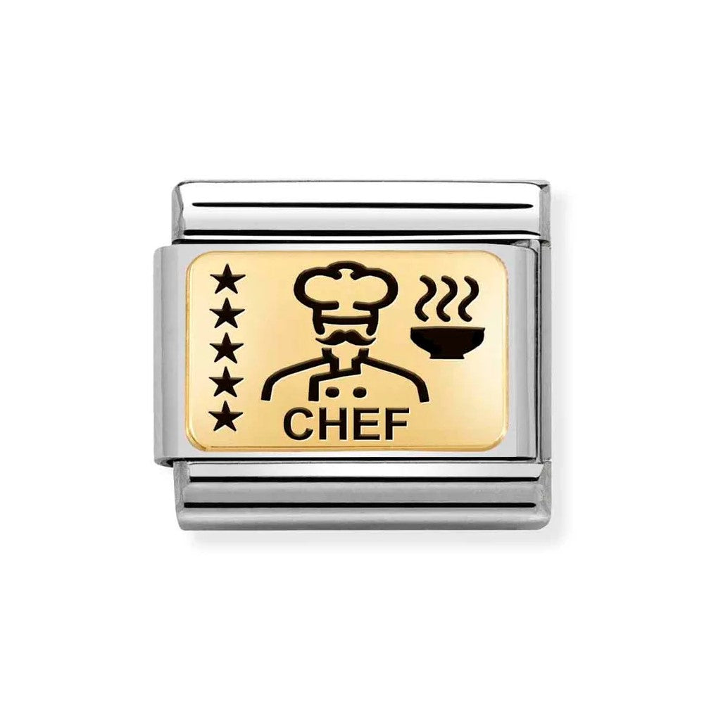 Composable Classic Stainless Steel With 18k Gold CHEF Symbol Link