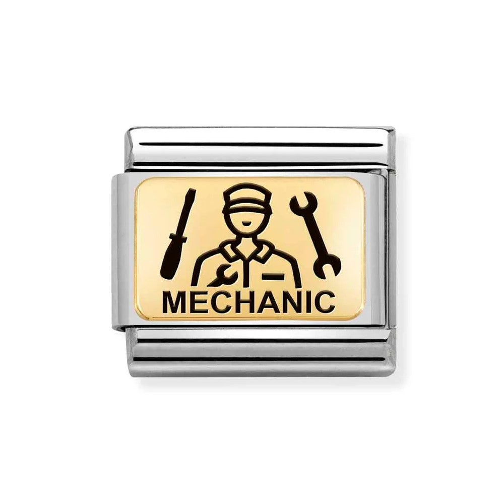 Composable Classic Stainless Steel With 18k Gold MECHANIC Symbol Link