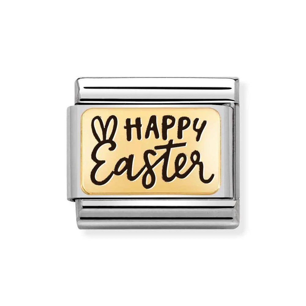 Composable Classic Link In 18K Gold Plate With HAPPY EASTER Engraving