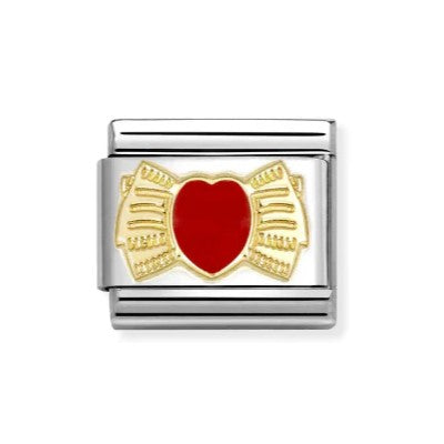 Composable Classic Red Heart Bow In 18K Gold & Enamel Charm