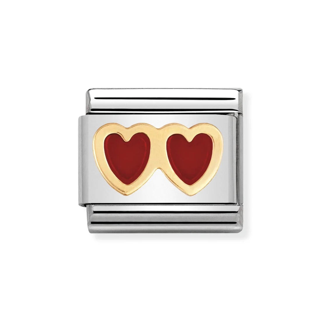 Classic Red Enamel Double Heart Link