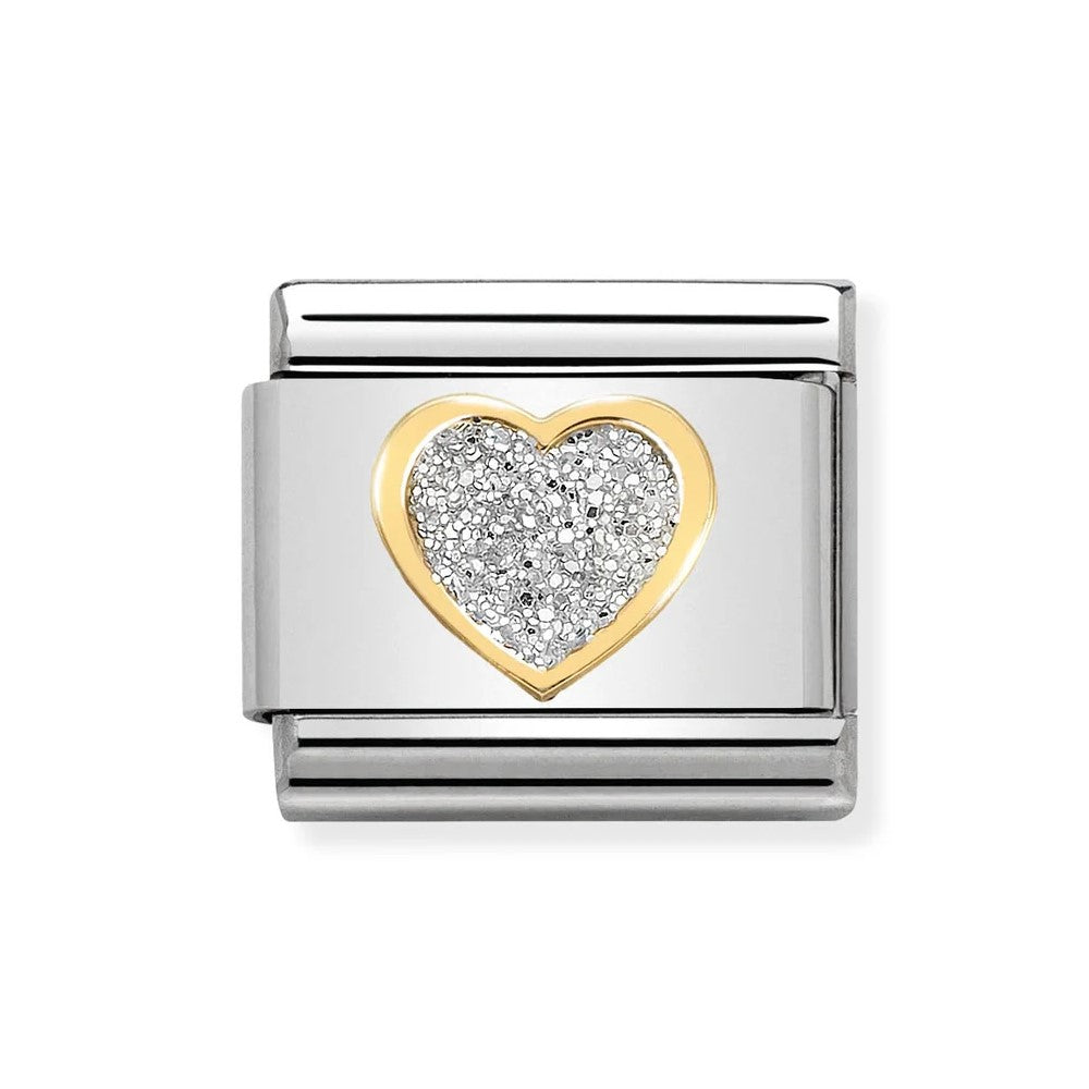 Composable Classic Glitter Silver Heart Link