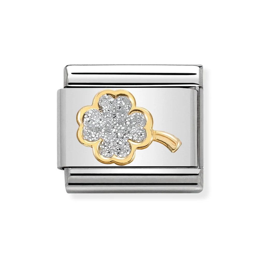 Composable Classic Glitter Four Leaf Clover Link