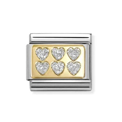 Composable Classic Glitter Hearts In 18K Gold & Enamel Charm