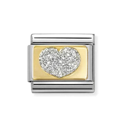 Composable Classic Glitter Heart In 18K Gold & Enamel Charm