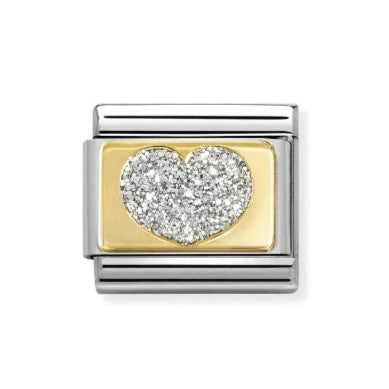 Composable Classic Glitter Heart In 18K Gold & Enamel Charm