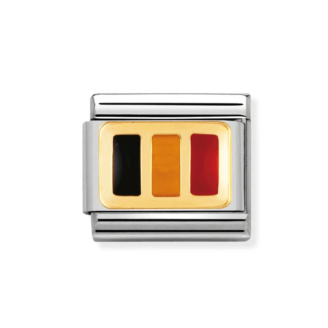 Classic Belgium Flag In Stainless Steel With Enamel & 18k Gold Charm