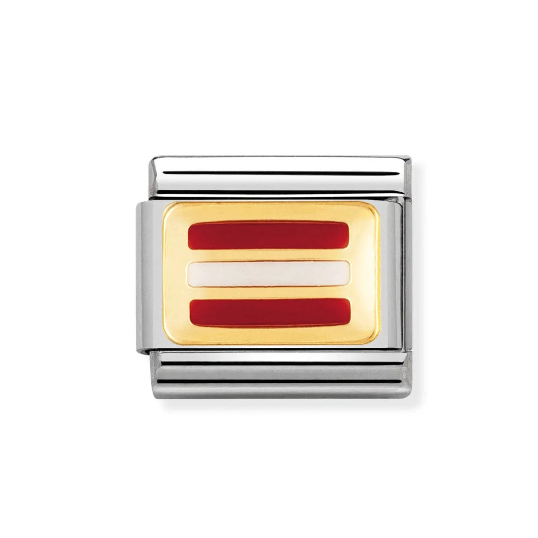 Classic Austria Flag In Stainless Steel With Enamel & 18k Gold Charm