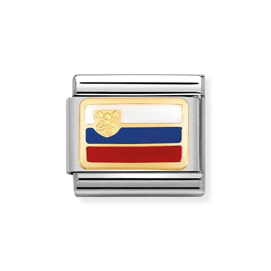 Classic Slovenia Flag In Stainless Steel With Enamel & 18k Gold Charm