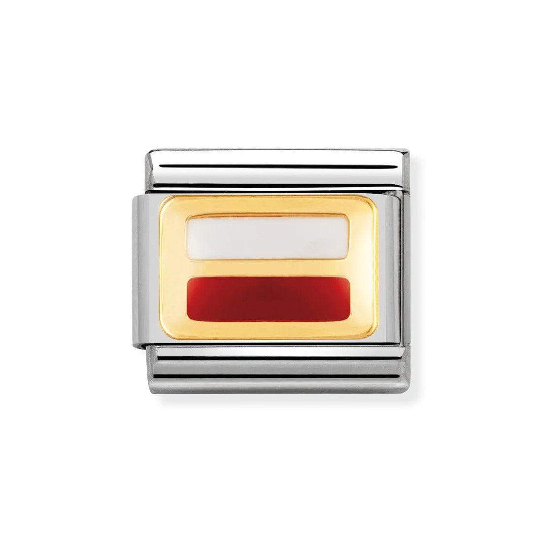 Classic Poland Flag In Stainless Steel With Enamel & 18k Gold Charm