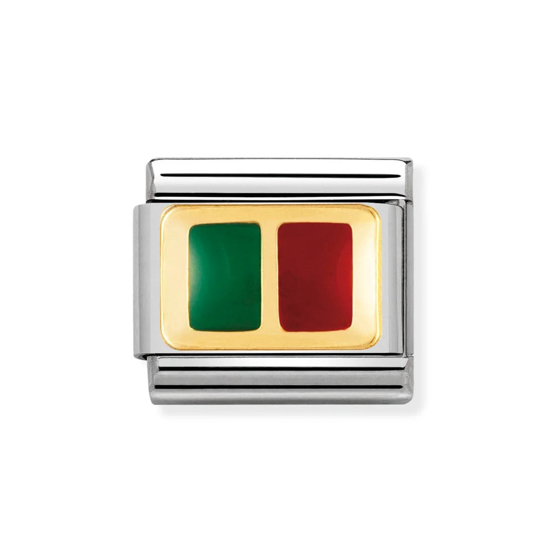 Classic Portugal Flag In Stainless Steel With Enamel & 18k Gold Charm