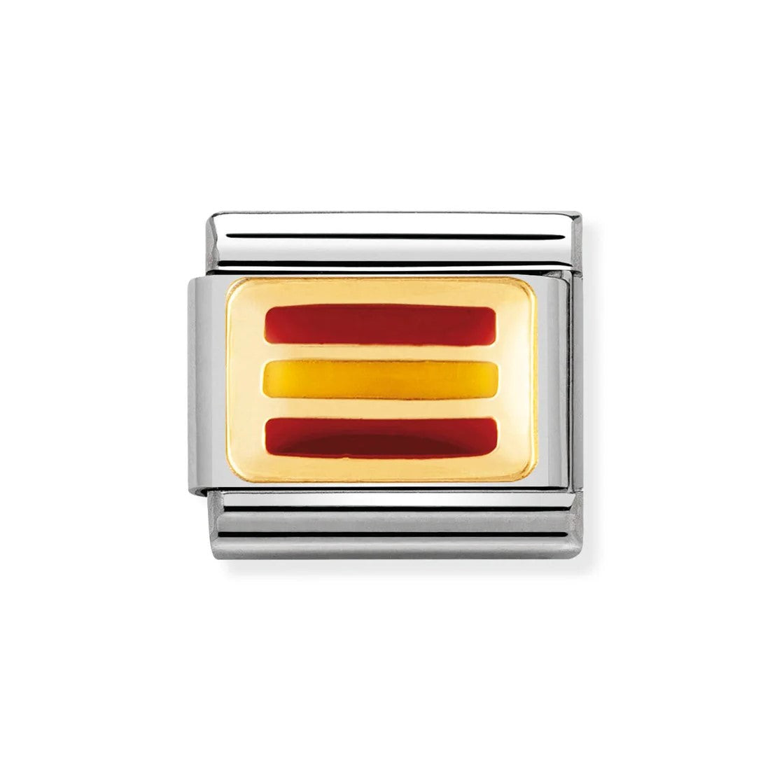 Classic Spain Flag In Stainless Steel With Enamel & 18k Gold Charm