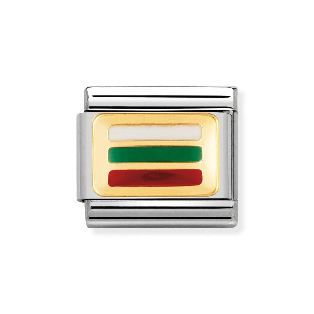 Classic Bulgaria Flag In Stainless Steel With Enamel & 18k Gold Charm