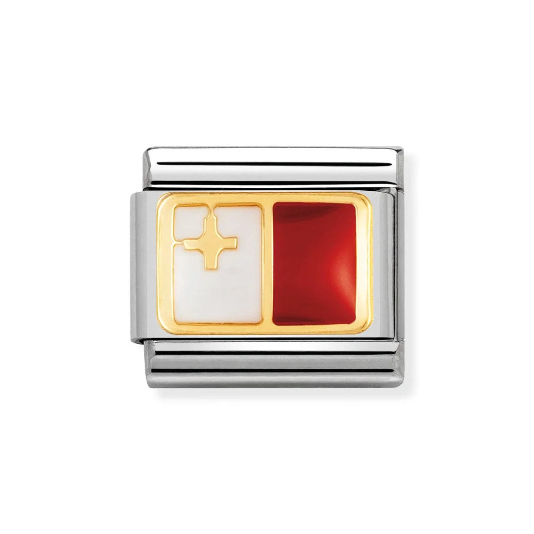 Classic Malta Flag In Stainless Steel With Enamel & 18k Gold Charm