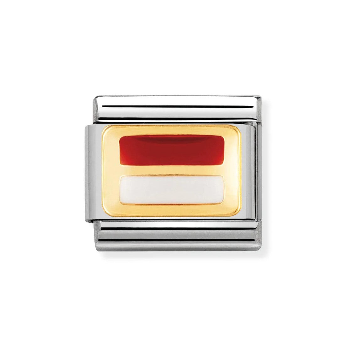 Classic Monaco Flag In Stainless Steel With Enamel & 18k Gold Charm