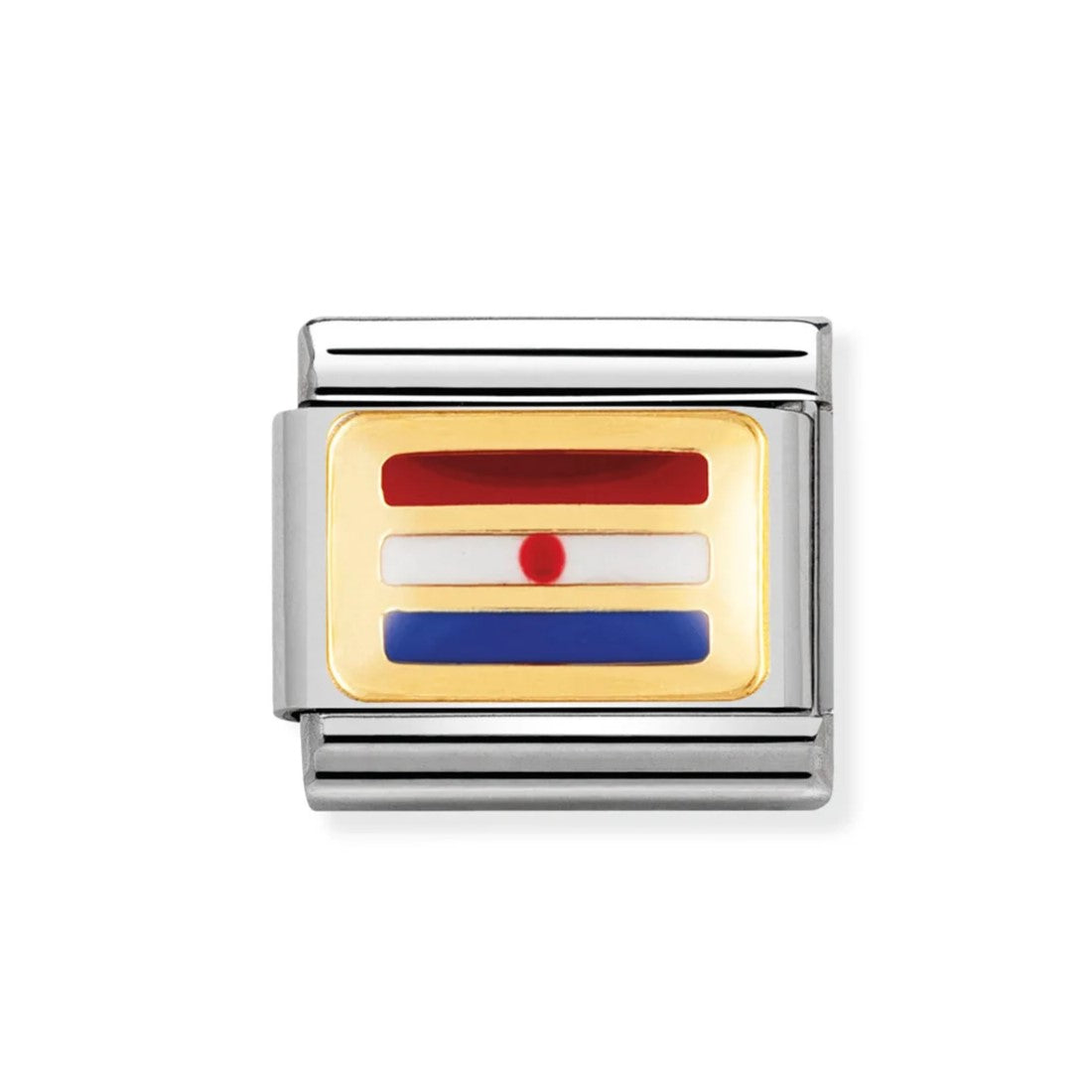 Classic Croatia Flag In Stainless Steel With Enamel & 18k Gold Charm