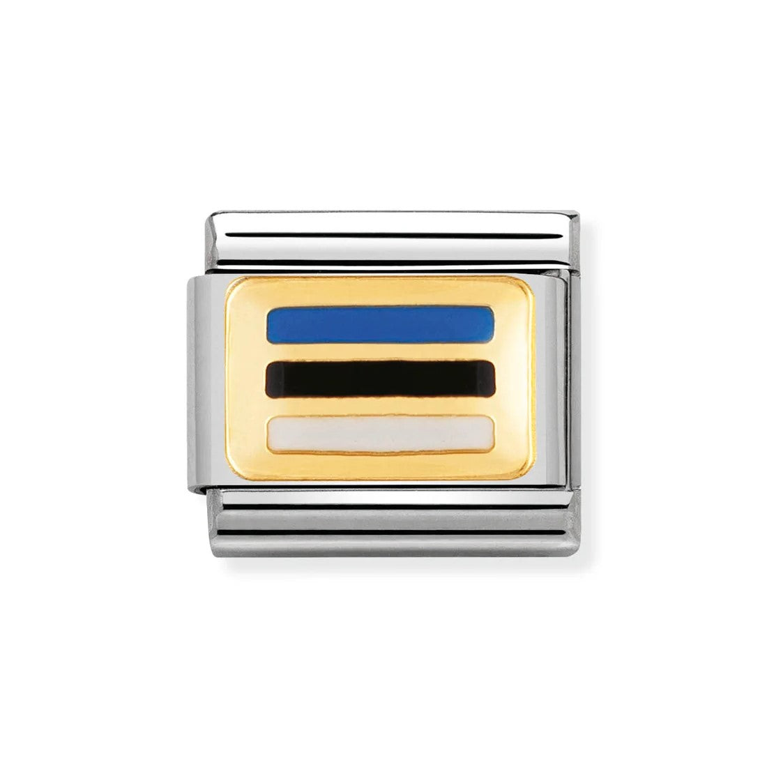 Classic Estonia Flag In Stainless Steel With Enamel & 18k Gold Charm
