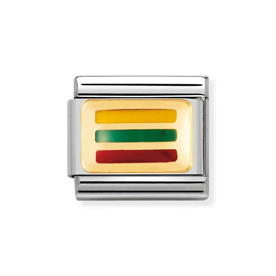 Classic Lithuania Flag In Stainless Steel With Enamel & 18k Gold Charm