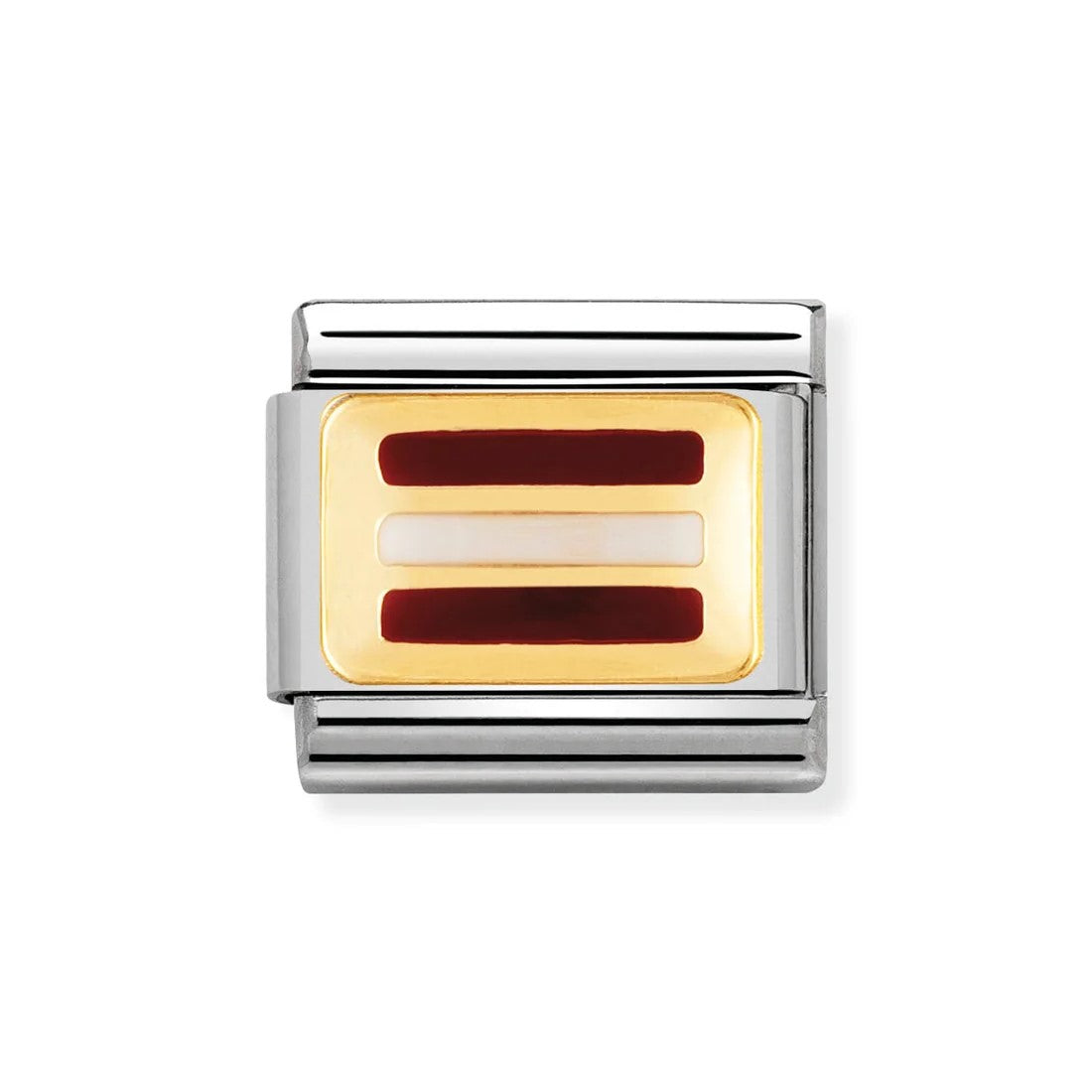 Classic Latvia Flag In Stainless Steel With Enamel & 18k Gold Charm