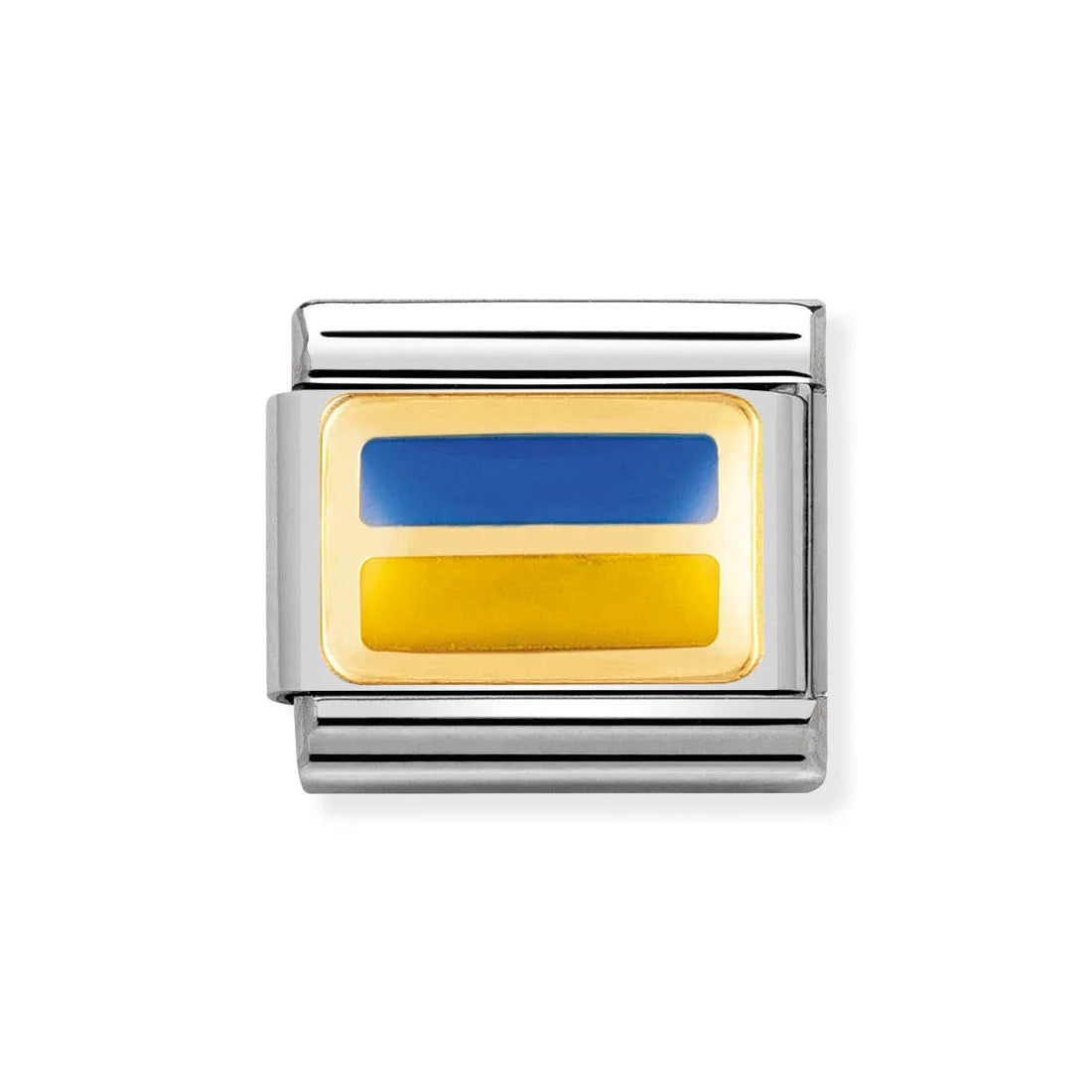 Classic Ukraine Flag In Stainless Steel With Enamel & 18k Gold Charm