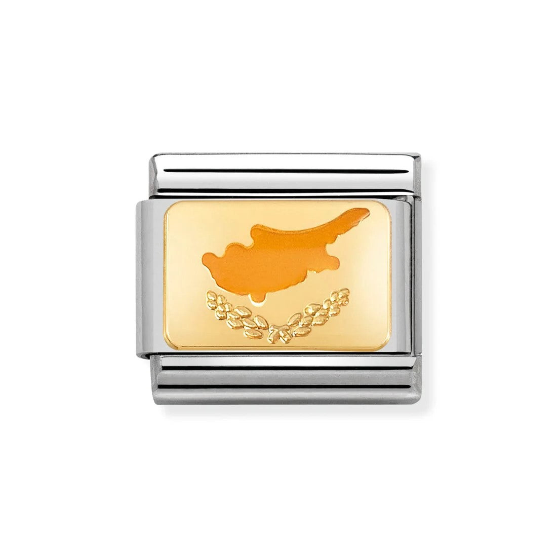 Classic Cyprus Flag In Stainless Steel With Enamel & 18k Gold Charm