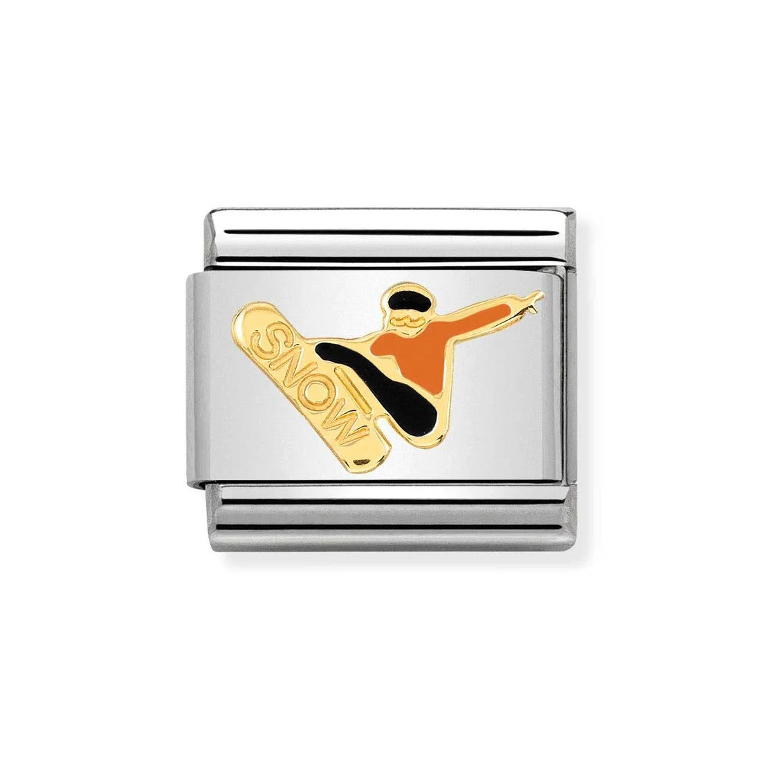 Composable Classic 18k Gold & Orange Snowboarder Steel Charm