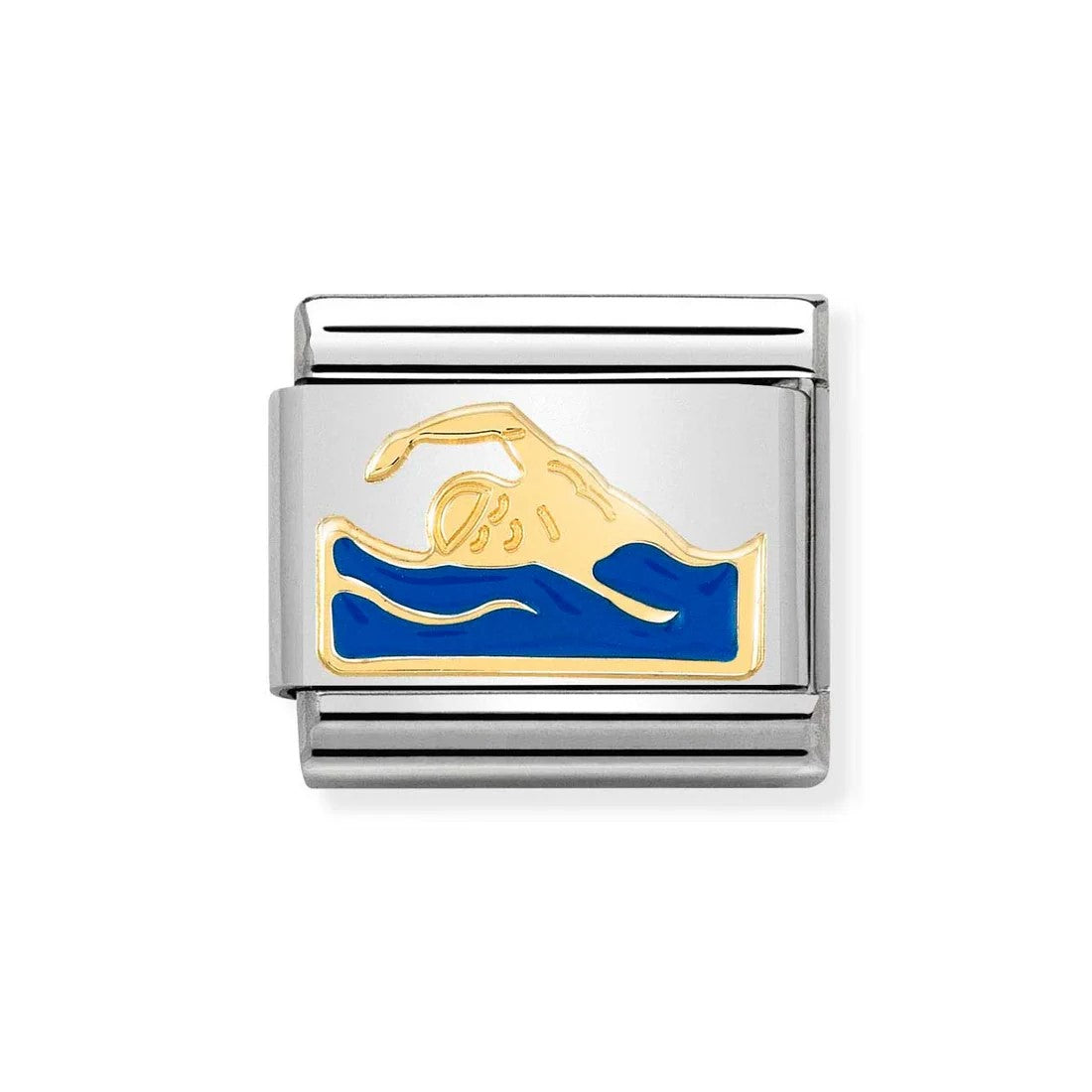 Composable Classic 18k Gold & Blue Swimmer Steel Charm
