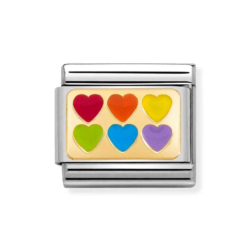 Composable Classic 18k Gold Rainbow Hearts Link