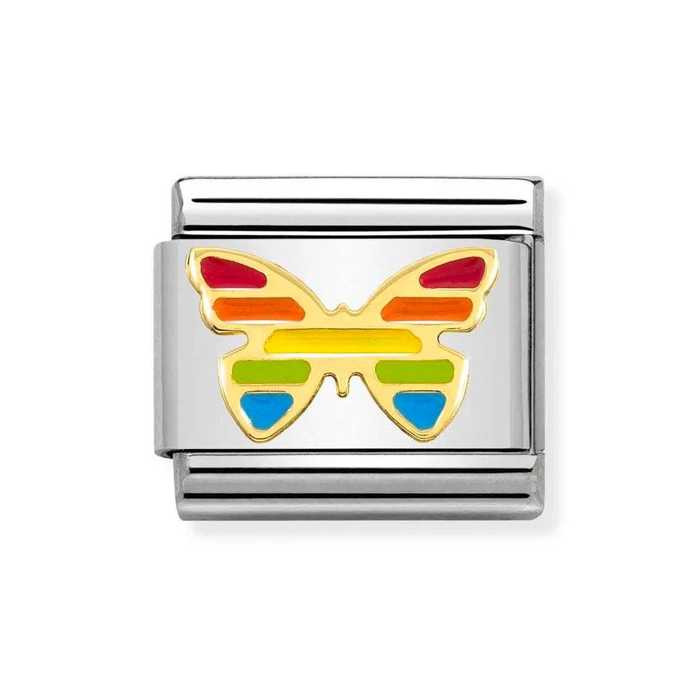 Composable Classic Enamel and Gold Rainbow Butterfly Link