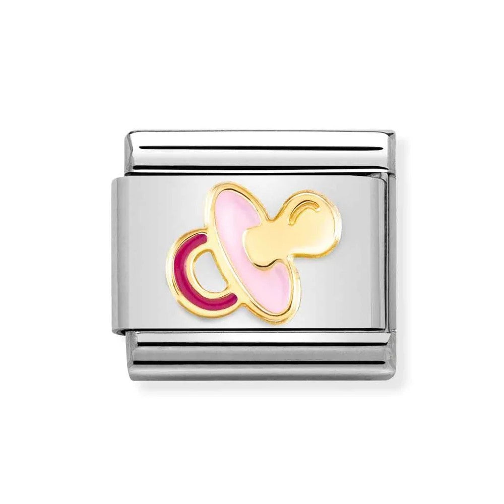 Classic Composable Link in 18K Gold With Pink Pacifier Symbol