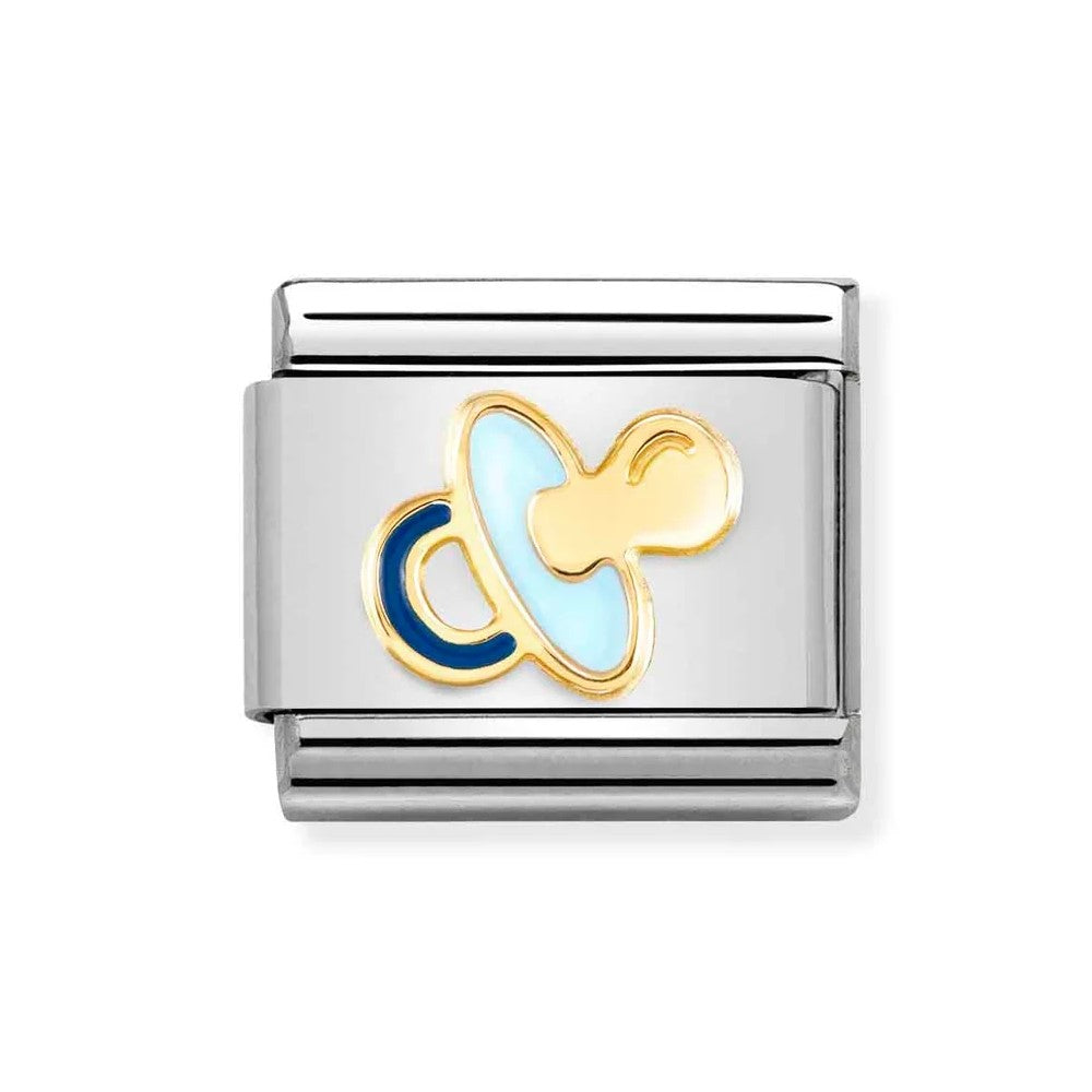 Classic Composable Link in 18K Gold With Light Blue Pacifier Symbol