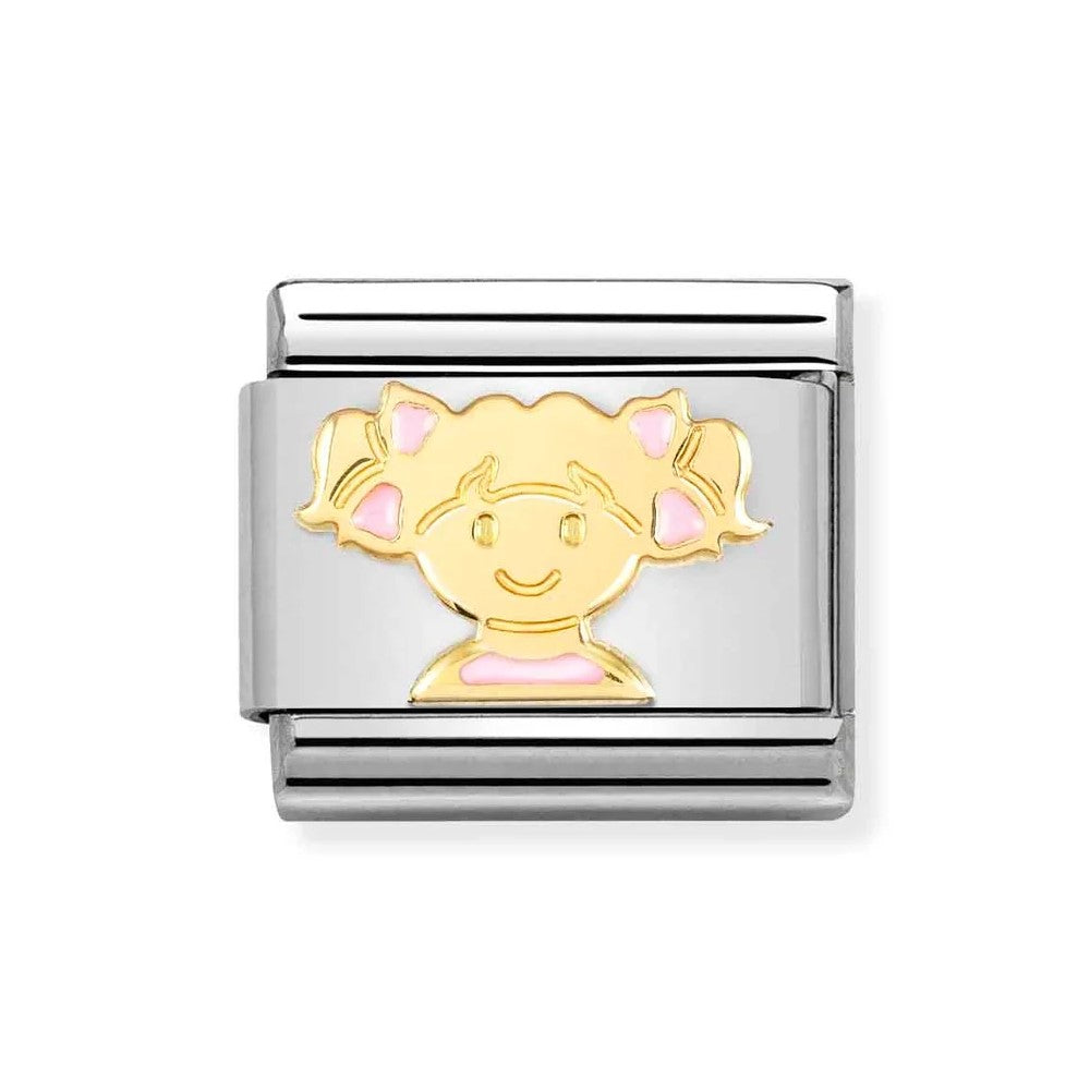 Classic Composable Link in 18K Gold With Pink Girl Symbol