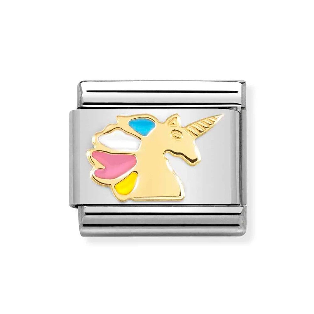 Classic Composable Link in 18K Gold With Multicolour Unicorn Symbol