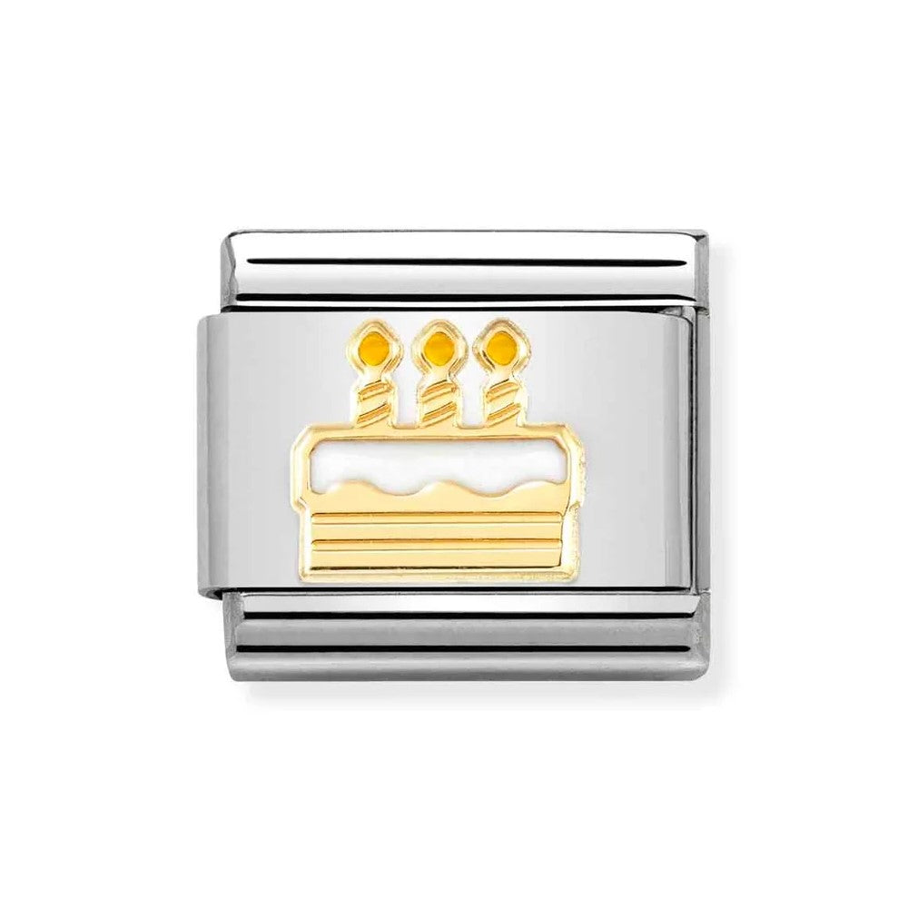 Classic Composable Link in 18K Gold With White Birthday Cake Symbol