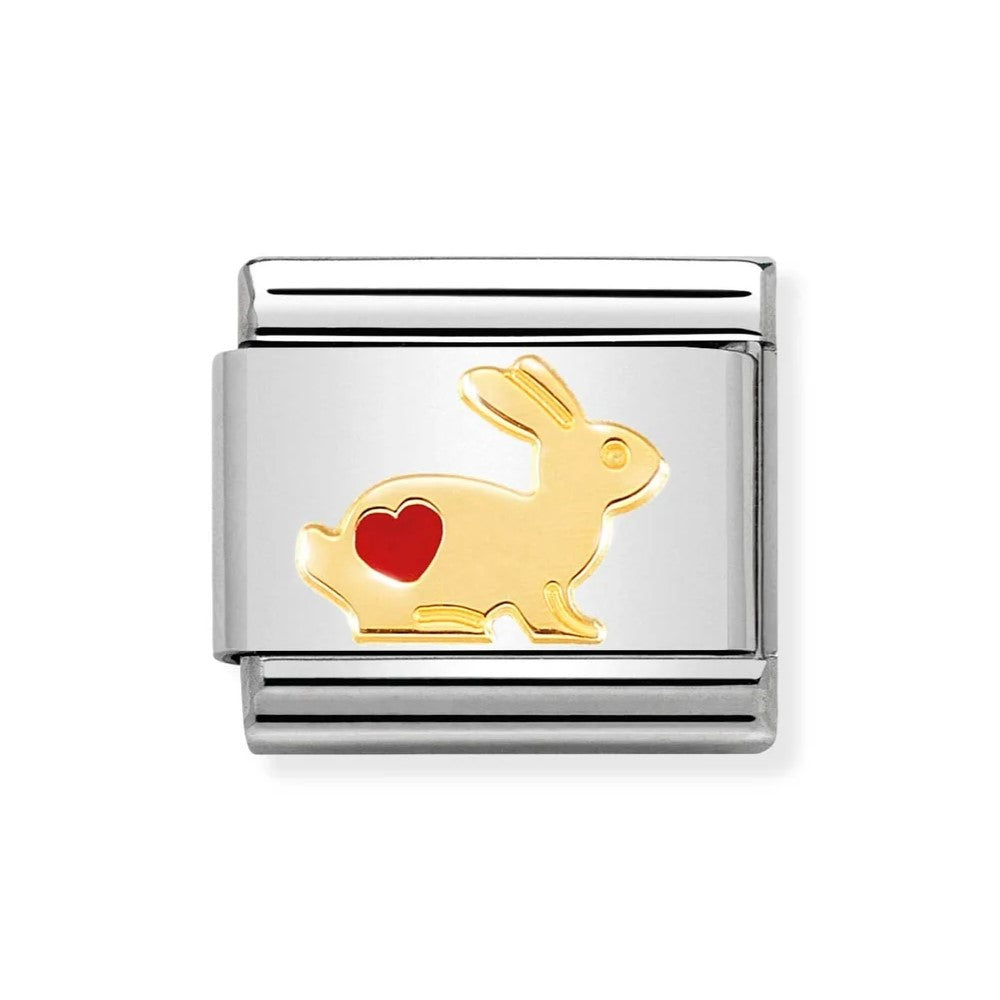Composable Classic Gold Rabbit with Heart Link